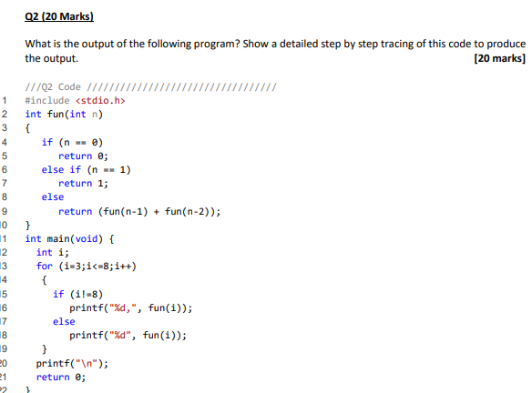 Solved 22 (20 Marks) What is the output of the following | Chegg.com