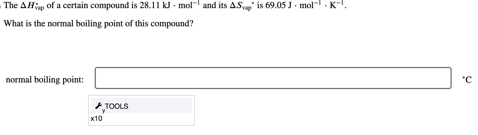 Solved The ΔHvap ∘ of a certain compound is 28.11 kJ⋅mol−1 | Chegg.com