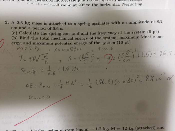 Solved A 2.5 Kg Mass Is Attached To A Spring Oscillates | Chegg.com