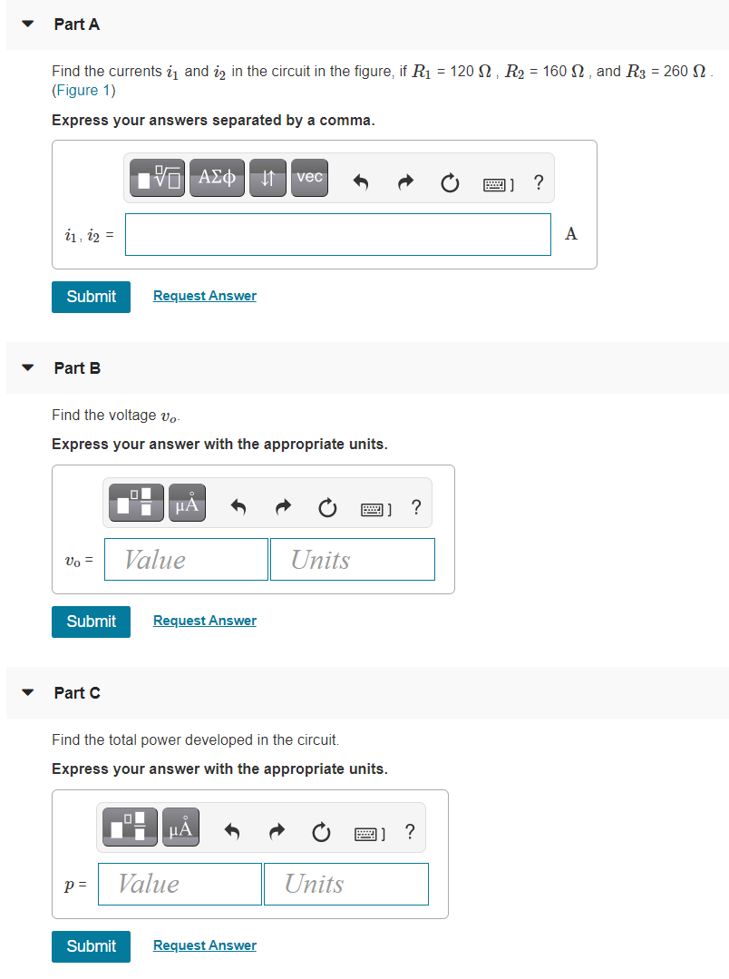 Solved Part A Find the currents in and in in the circuit in | Chegg.com