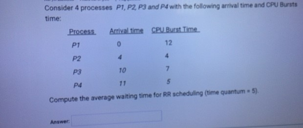 Solved Consider 4 Processes P1, P2, P3 And P4 With The | Chegg.com