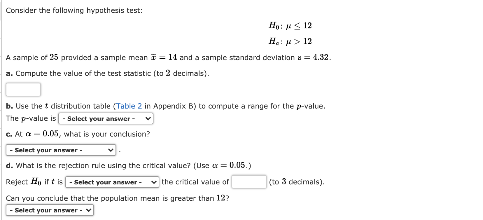 Solved Consider The Following Hypothesis Test Ho U 12 Chegg Com