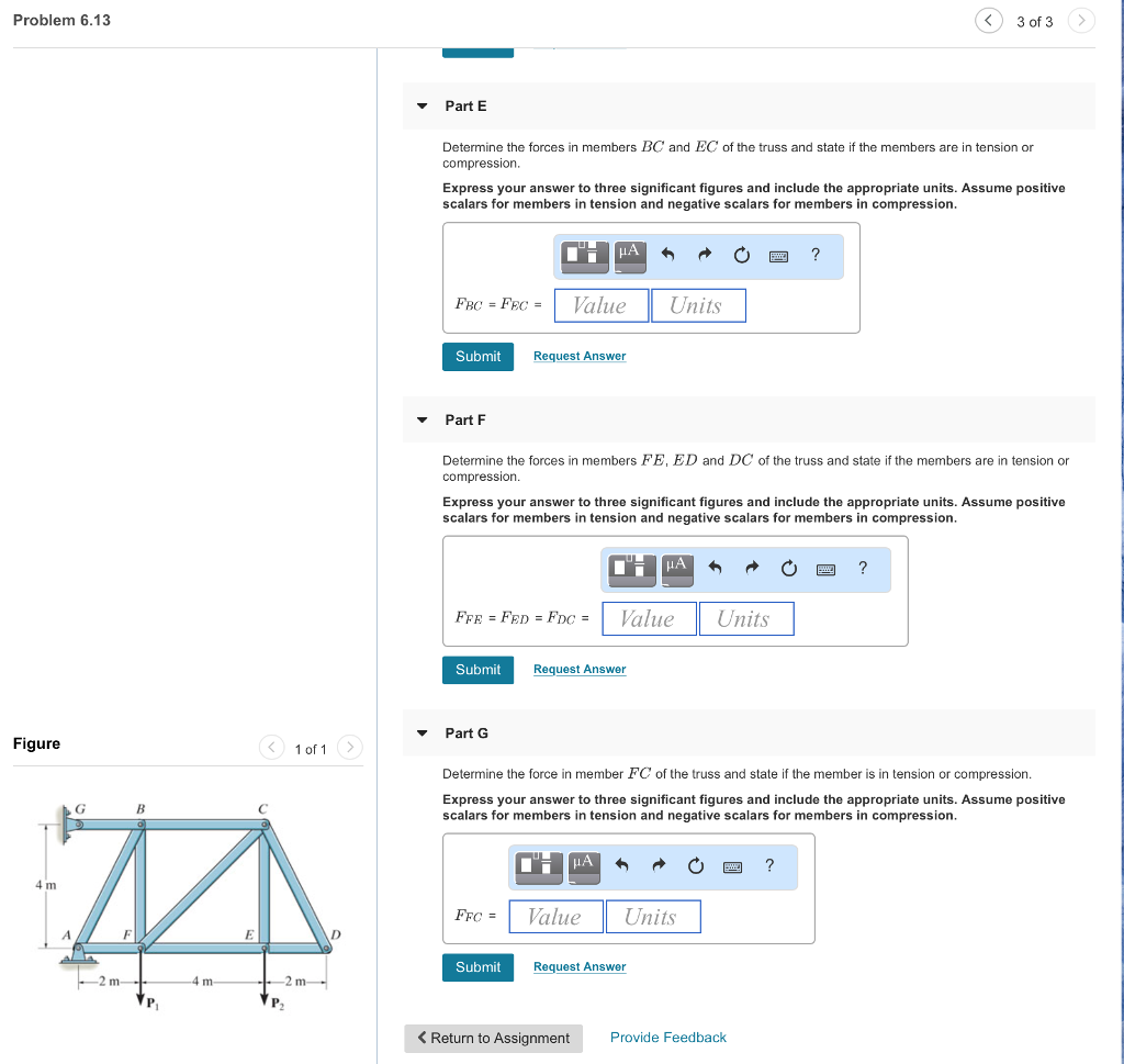 Solved Problem 6.13 3 of 3 v Part A Determine the force in | Chegg.com