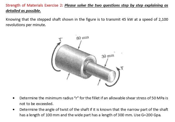 Solved Strength Of Materials Exercise 2: Please Solve The | Chegg.com