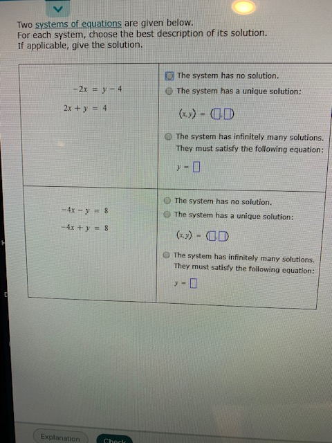 Solved Two systems of equations are given below. For each | Chegg.com
