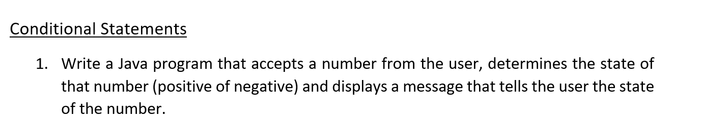 Solved onditional Statements 1. Write a Java program that | Chegg.com