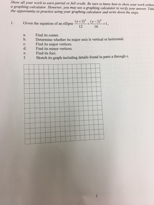 Solved Show all your work to earn partial or full credit. Be | Chegg.com