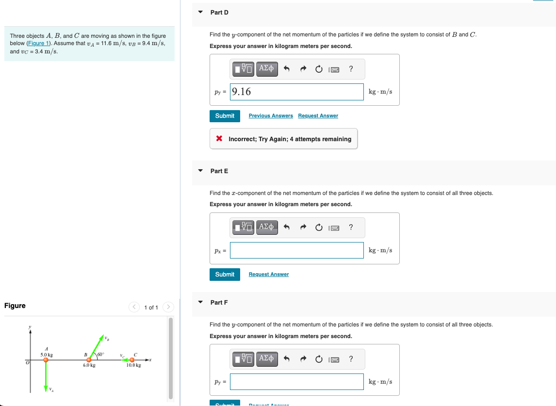 Solved Three objects A , B , and C are moving as shown in | Chegg.com