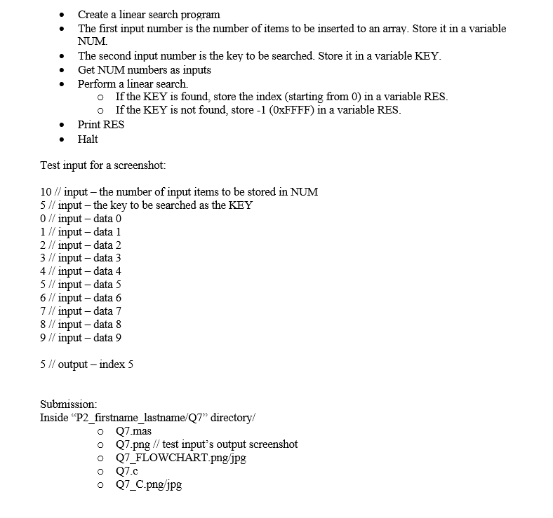 Solved Create a linear search program The first input number | Chegg.com