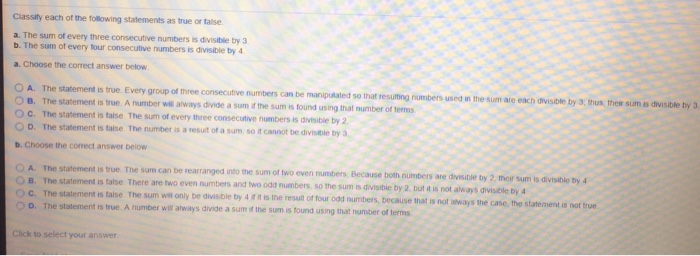Solved Classify each of the following statements as true or | Chegg.com