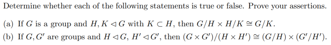 Solved Determine whether each of the following statements is | Chegg.com