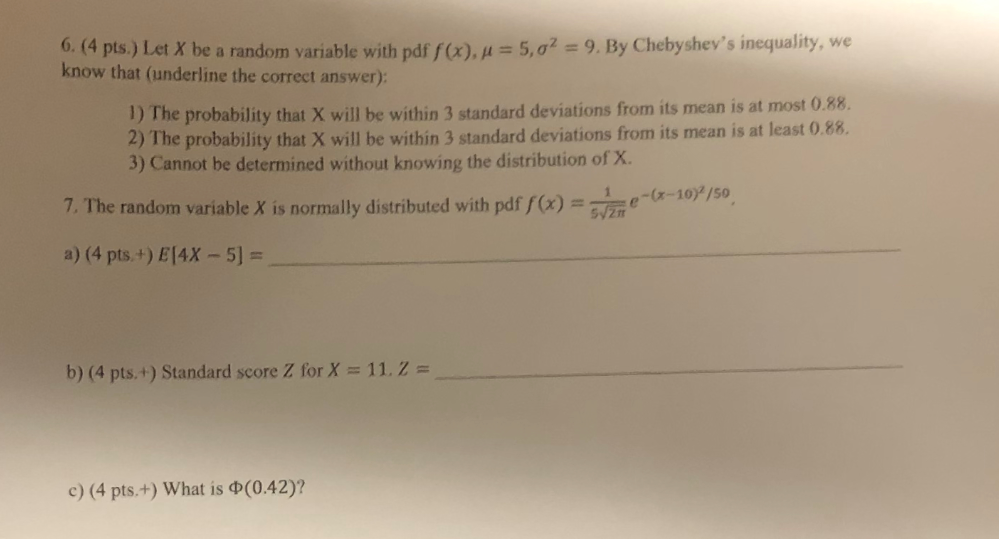 Solved 0. (4 pts) Let X be a random variable with p | Chegg.com