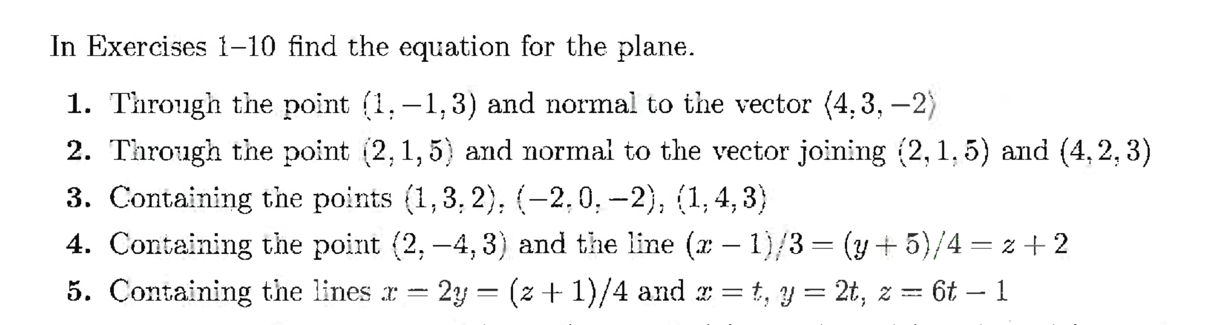 Solved In Exercises 1-10 find the equation for the plane. 1. | Chegg.com