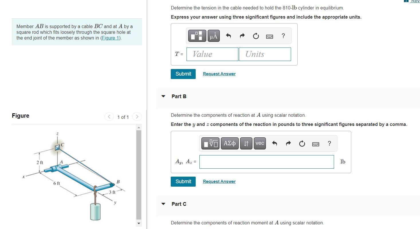 Solved Member AB Is Supported By A Cable BC And At A By A | Chegg.com