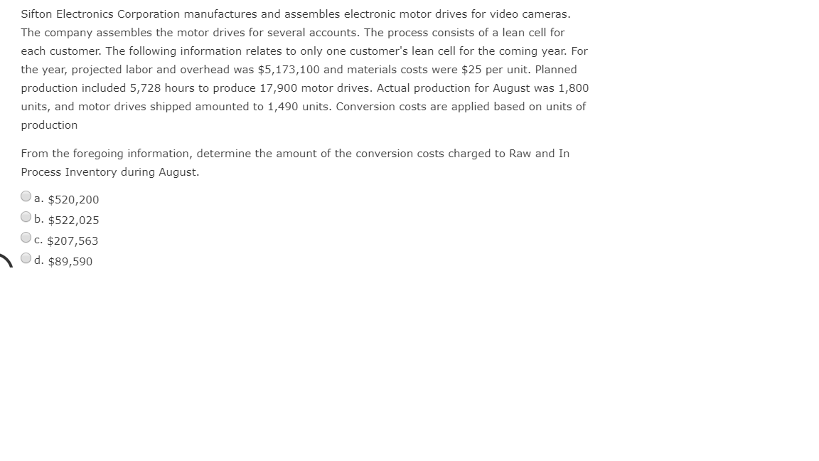 Solved Sifton Electronics Corporation manufactures and