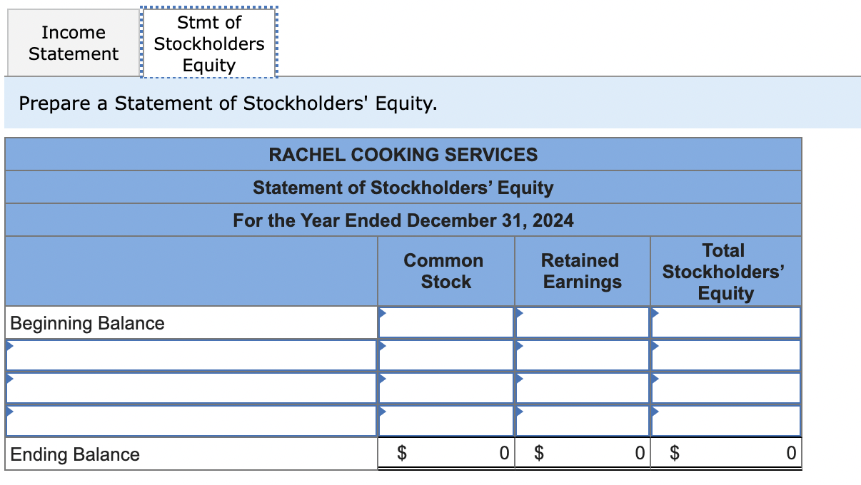 Solved On December 31, 2024, Rachel Cooking Services reports
