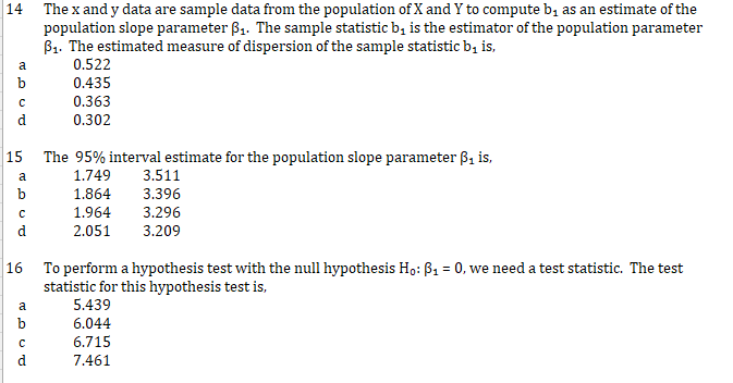 Solved Below are the values for two variables x and y | Chegg.com