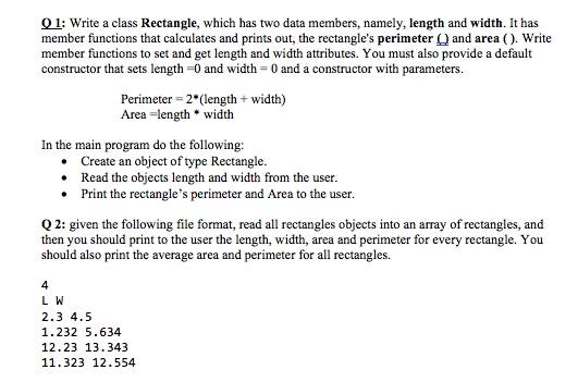 Solved Q1: Write A Class Rectangle, Which Has Two Data | Chegg.com