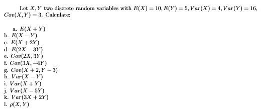 Solved Let X Y Two Discrete Random Variables With E X Chegg Com