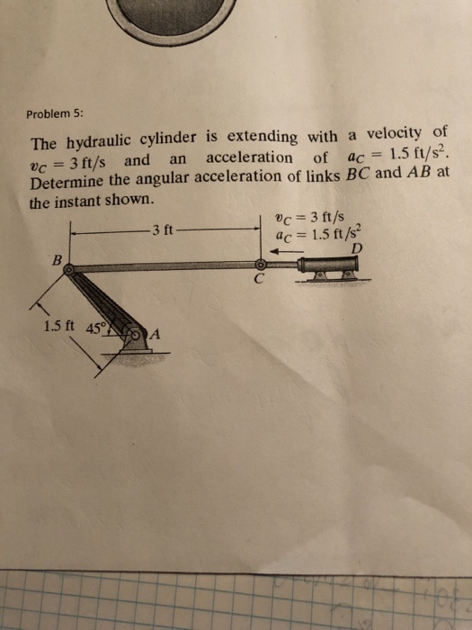 Solved Problem 5 The hydraulic cylinder is extending with a