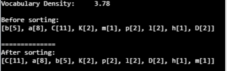 Programming Problem 1: Enhanced Vocabulary Density | Chegg.com
