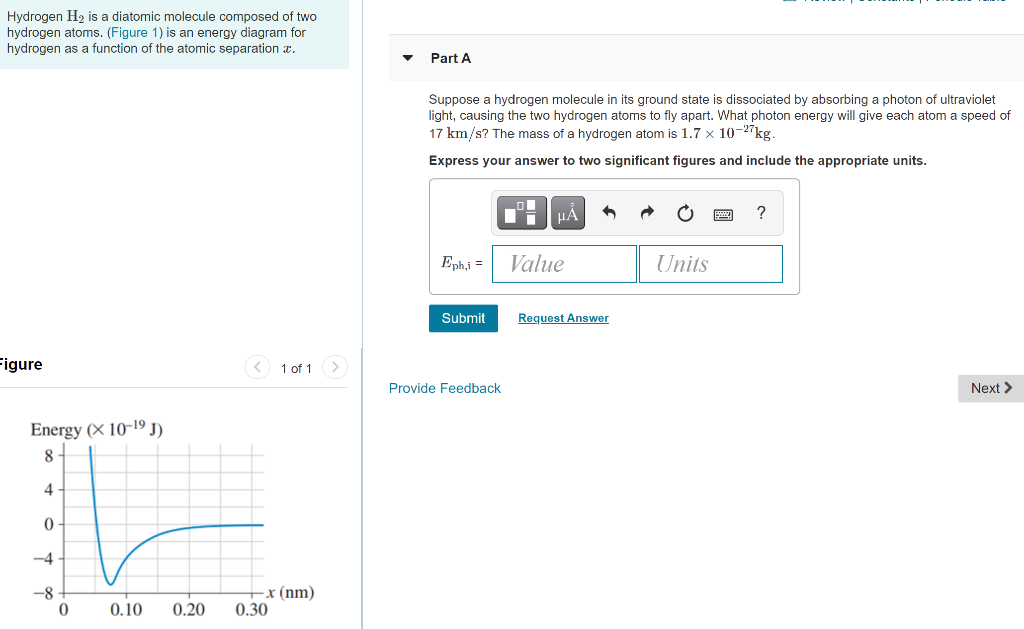 Solved Hydrogen H2 is a diatomic molecule composed of two | Chegg.com
