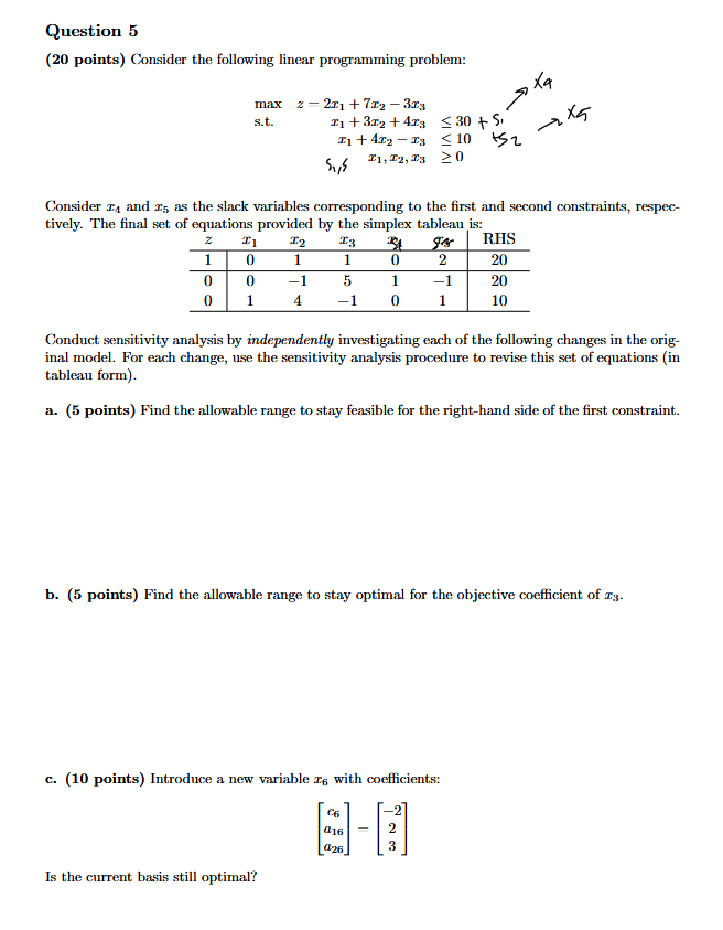 Solved Question 5( 20 ﻿points) ﻿Consider the following | Chegg.com