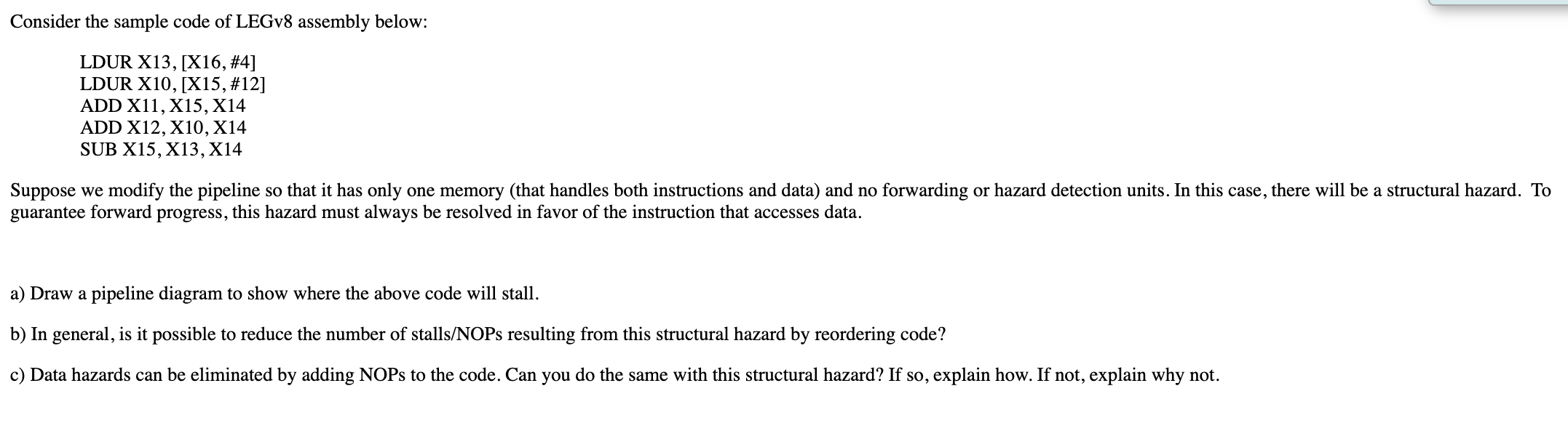 Consider The Sample Code Of LEGv8 Assembly Below: | Chegg.com