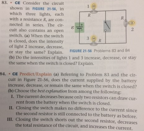 Solved 83. . CE Consider the circuit shown in FIGURE 21-56, | Chegg.com