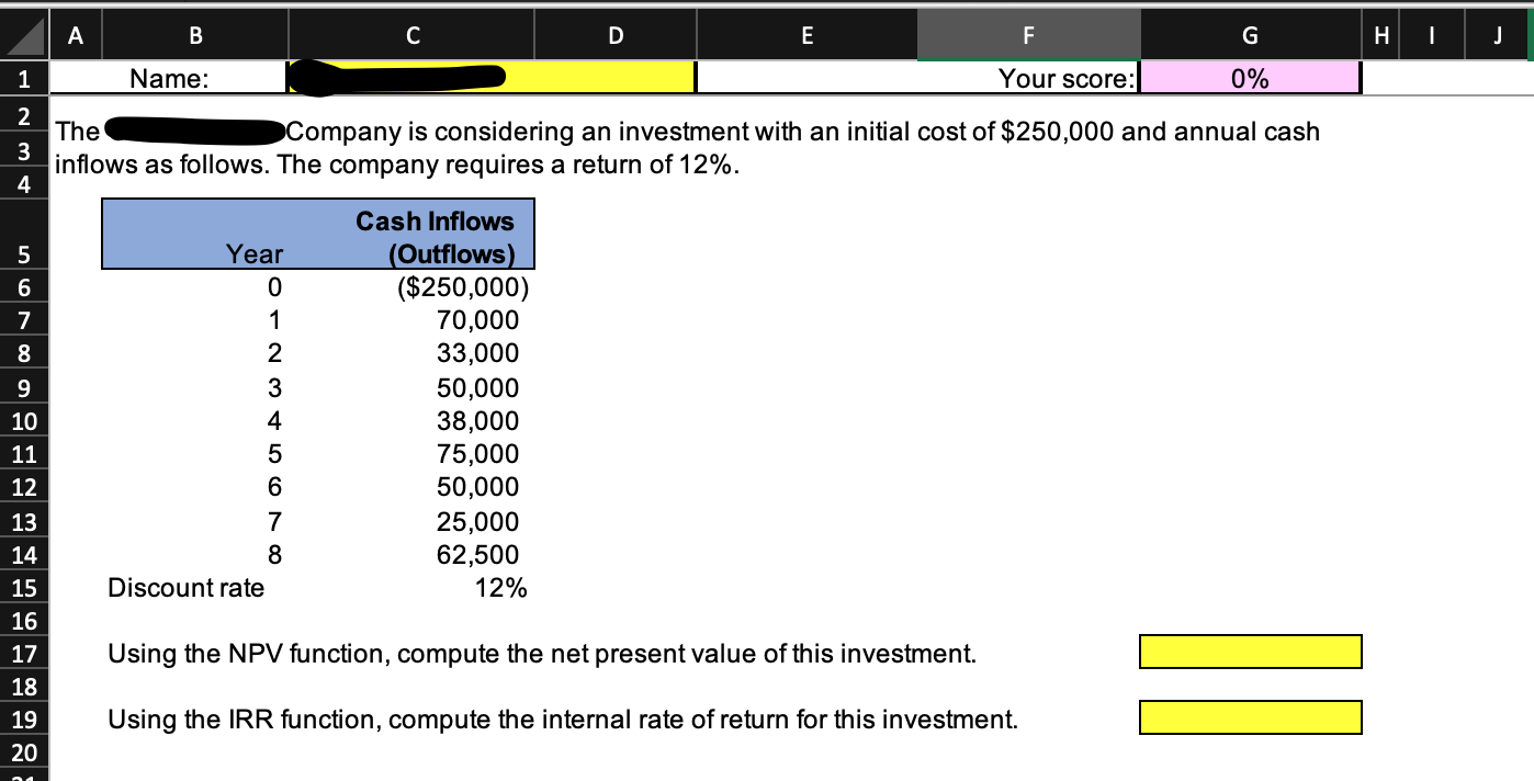 Solved The Company is considering an investment with an | Chegg.com