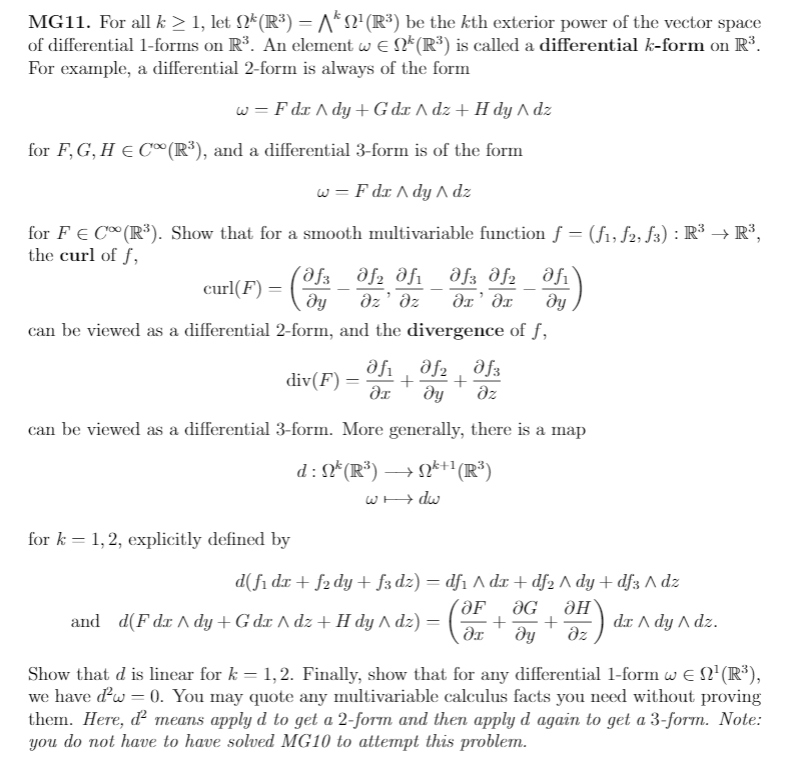 Solved MG11. For all k > 1, let 2* (R3) = 1* 124 (R3) be the