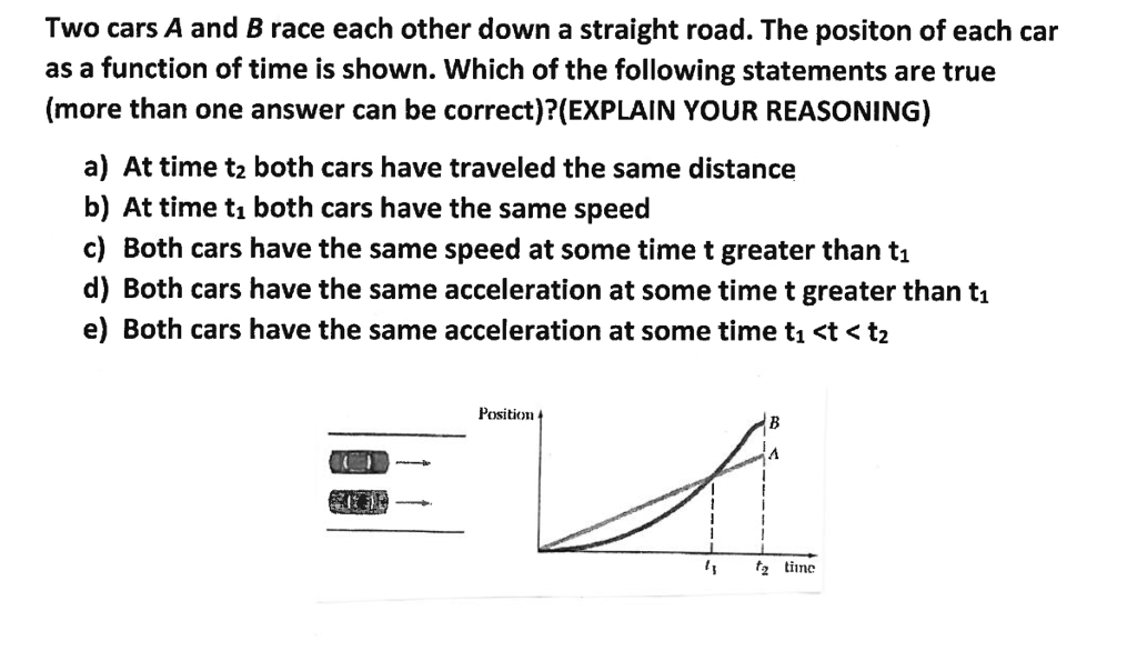 Two Cars A And B Race Each Other Down A Straight | Chegg.com