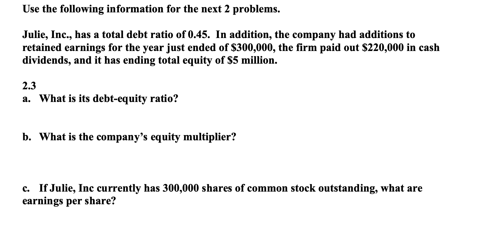 Solved Use the following information for the next 2 | Chegg.com