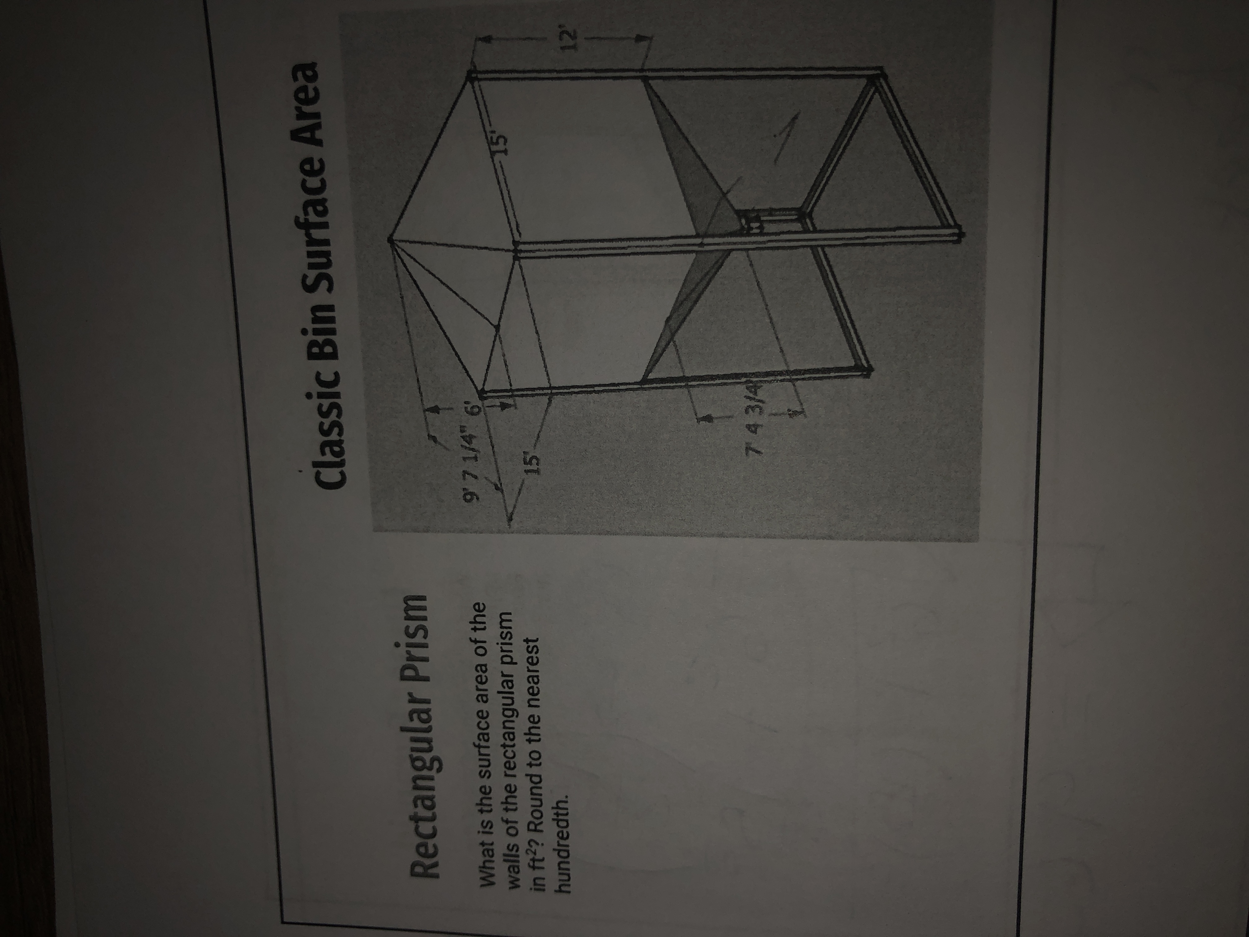 Solved Classic Bin Surface Area Rectangular Prism What Is Chegg
