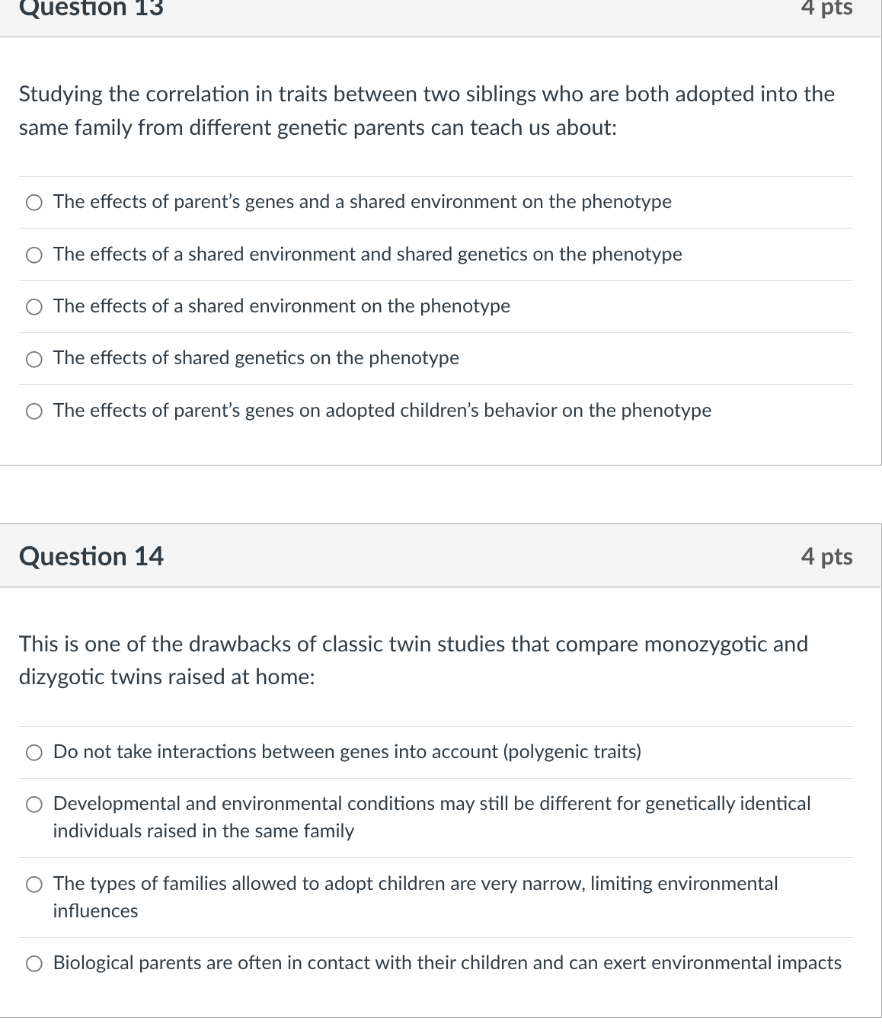 Solved Question 13 4 Pts Studying The Correlation In Traits | Chegg.com