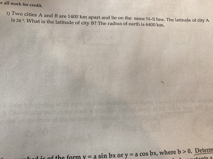Solved Two cities A and B are 1400 km apart and lie on the | Chegg.com