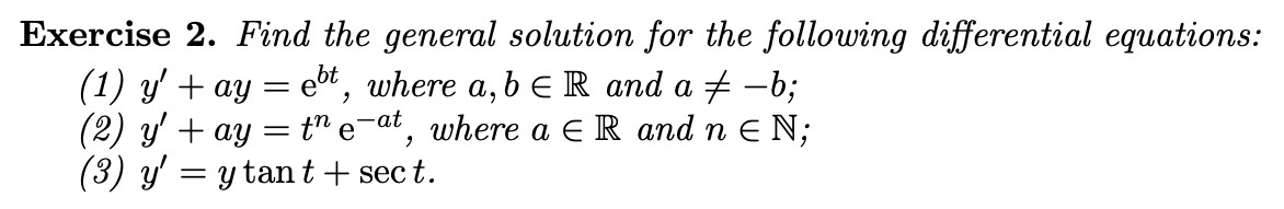 Solved Exercise 2. Find The General Solution For The | Chegg.com