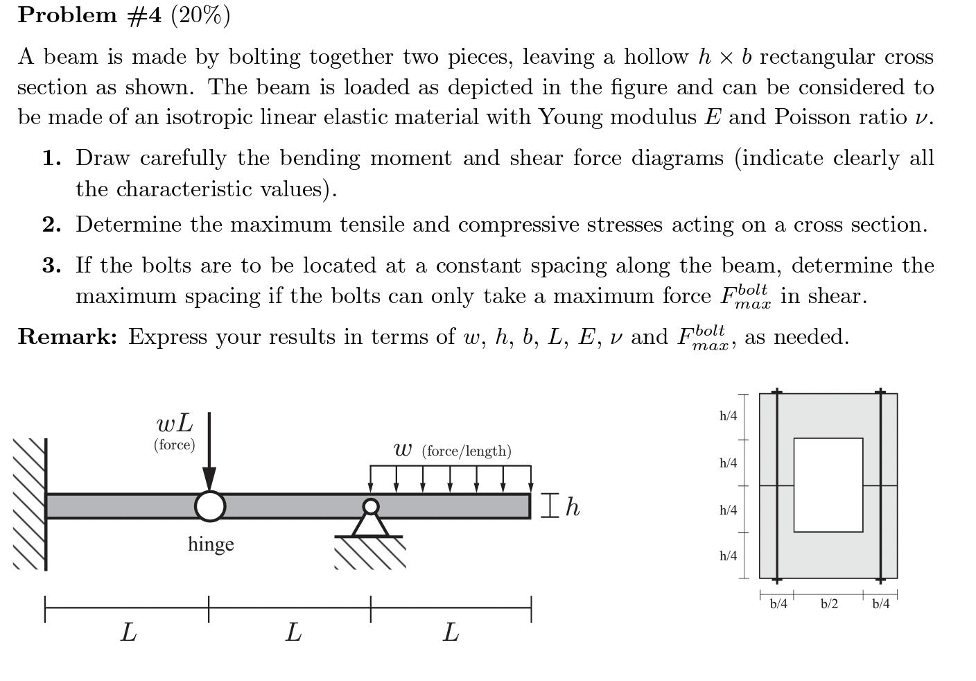 Solved Problem \\#4 (20\\%) A Beam Is Made By Bolting 