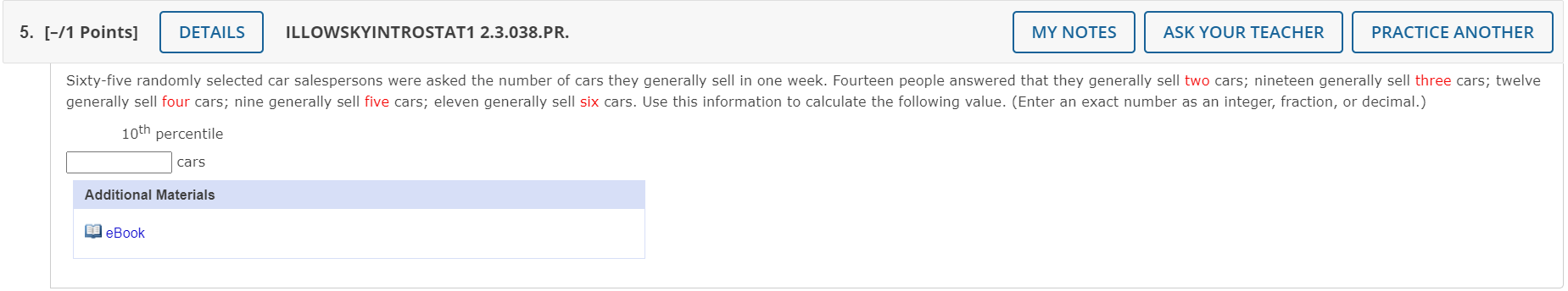 Solved 5. [-/1 Points] DETAILS ILLOWSKYINTROSTAT1 | Chegg.com