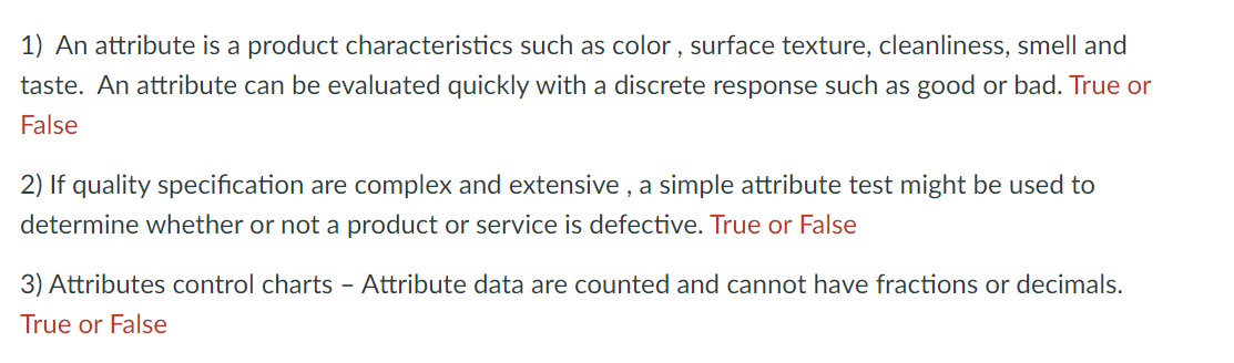 Solved 1) An attribute is a product characteristics such as | Chegg.com