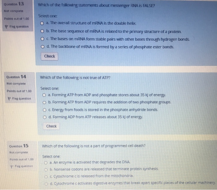 Solved Which of the following statements about messenger RNA | Chegg.com