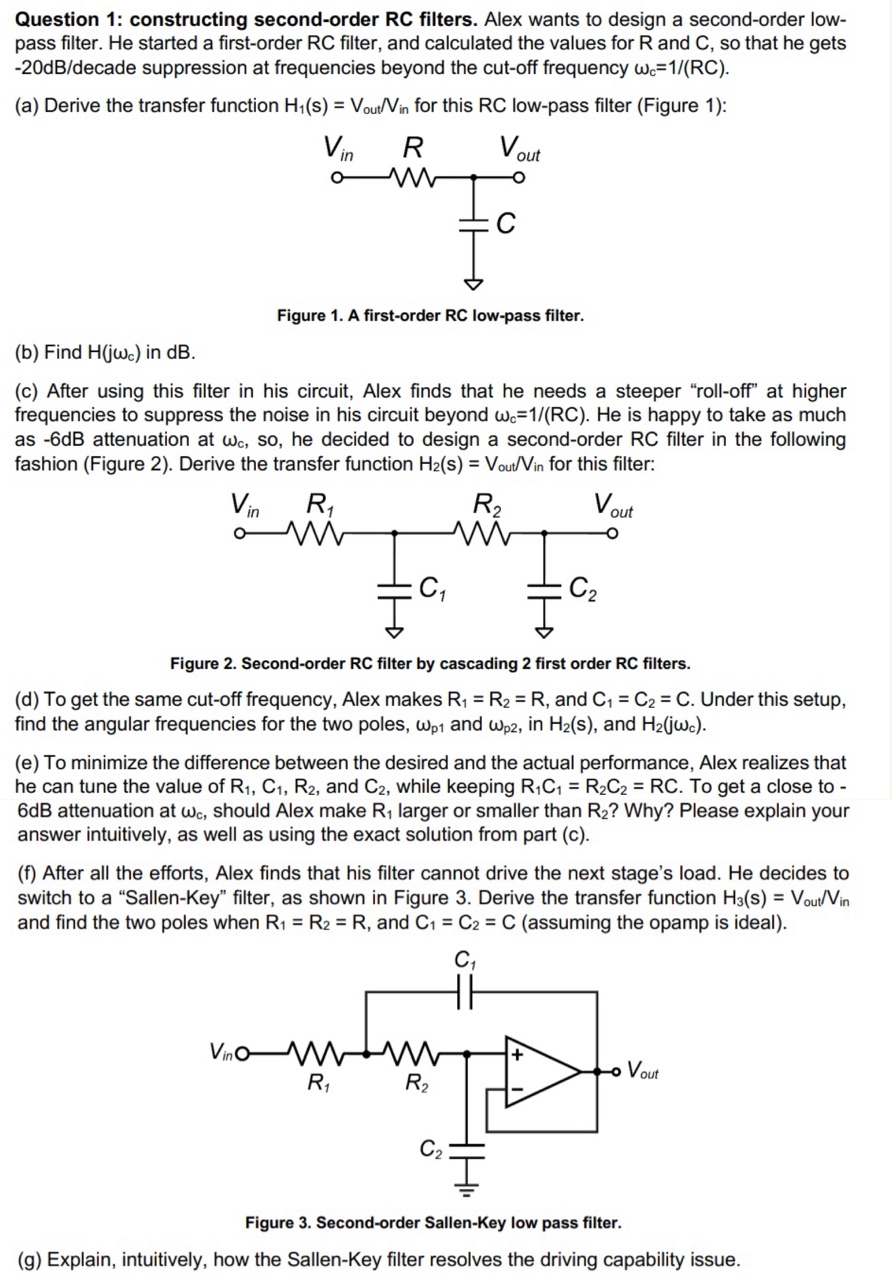 Solved Alex wants to design a second order low pass filter. | Chegg.com