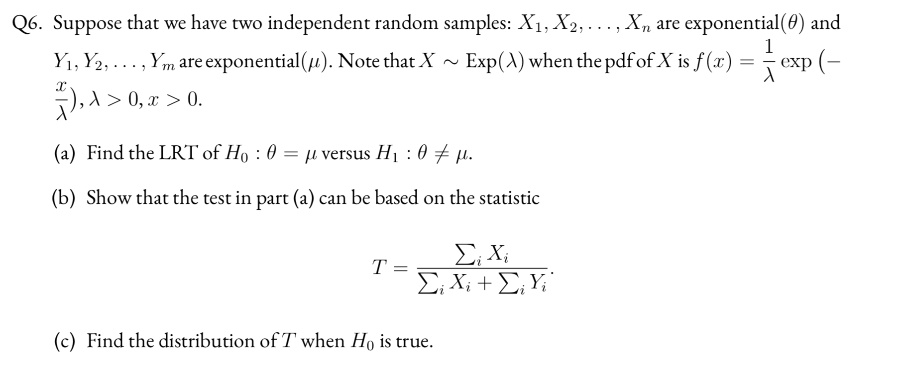 Solved 1 Q6. Suppose that we have two independent random | Chegg.com