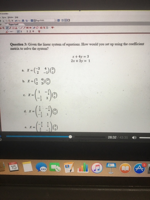 Solved Question 3: Given the linear system of equations. How | Chegg.com