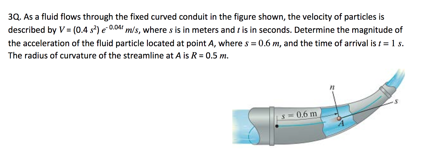 Solved 3Q. As a fluid flows through the fixed curved conduit | Chegg.com