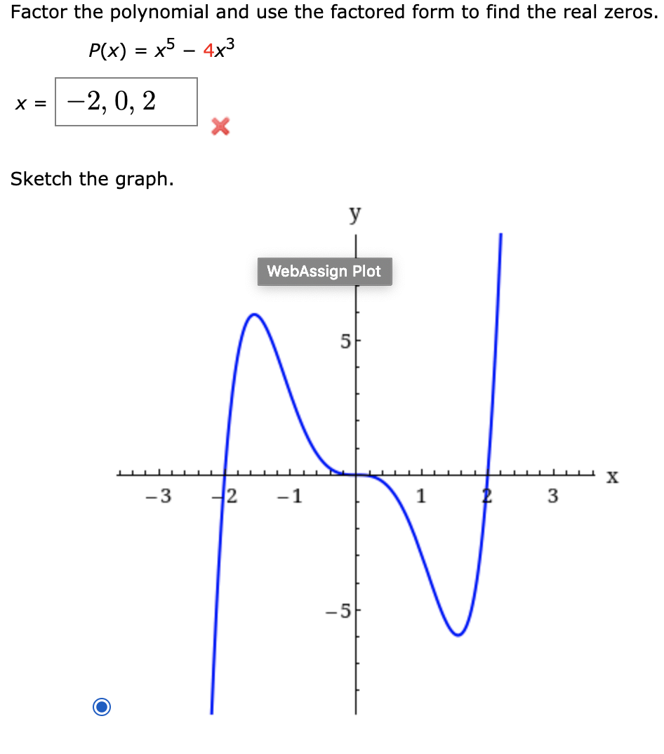 Solved Factor the polynomial and use the factored form to | Chegg.com