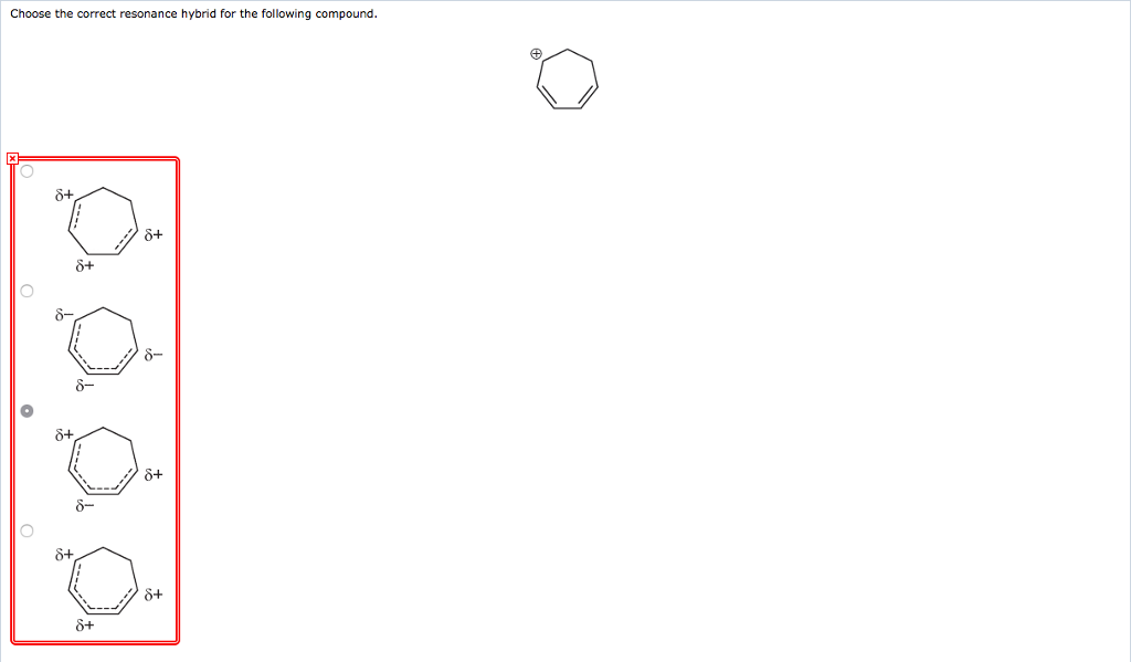 Solved Choose the correct resonance hybrid for the following | Chegg.com