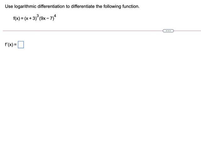 Solved Use logarithmic differentiation to differentiate the | Chegg.com