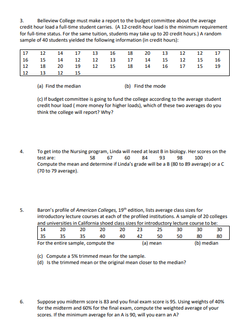 Solved 3.1 MEASURES OF CENTRAL TENDENCY: MEAN, MEDIAN, MODE | Chegg.com