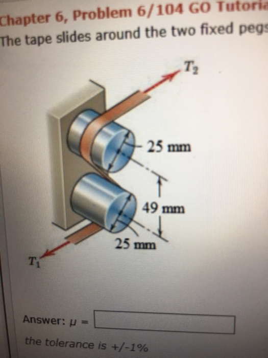 Solved The tape slides around two fixed pegs as shown and is | Chegg.com